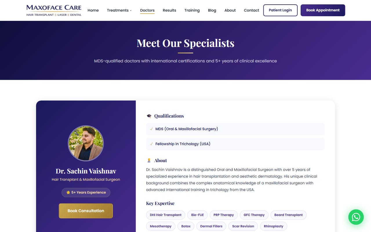 Maxo Face Care doctors page